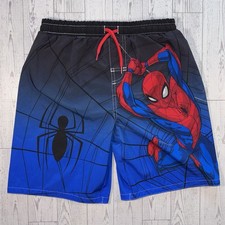 Marvel Spider Man Boys Swim Trunks Youth Size 10/12 Blue Red