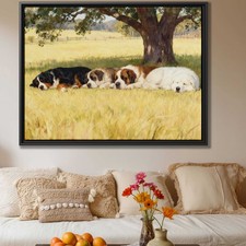 Oil Painting of Bernese Mountain Dog Canvas Print Rural Countryside Decor