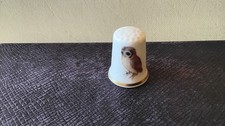 1 SELTENER FINGERHUT  FEINES PORZELLAN  ORIGINAL VOLKSSTEDT  KAUZ HANDGEMALT OWL