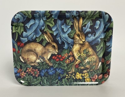 Vintage Melamaster Melamin kleines Tablett zwei Hasen Hasen in Blumen