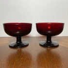 Vintage Anchor Hocking Royal Ruby Red Glass Footed Sherbet/Dessert Cups (2)