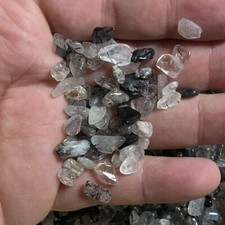 2.2 Lbs Natural Black Rutile Quartz Crystals Chips Tumble Loose Gemstone 4-6 mm