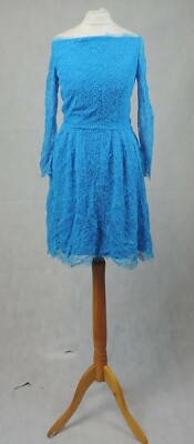 Issa Lapis blaues Kleid mit Häkel-Overlay Größe 8 UK UVP 95 £ CR009 LL 11
