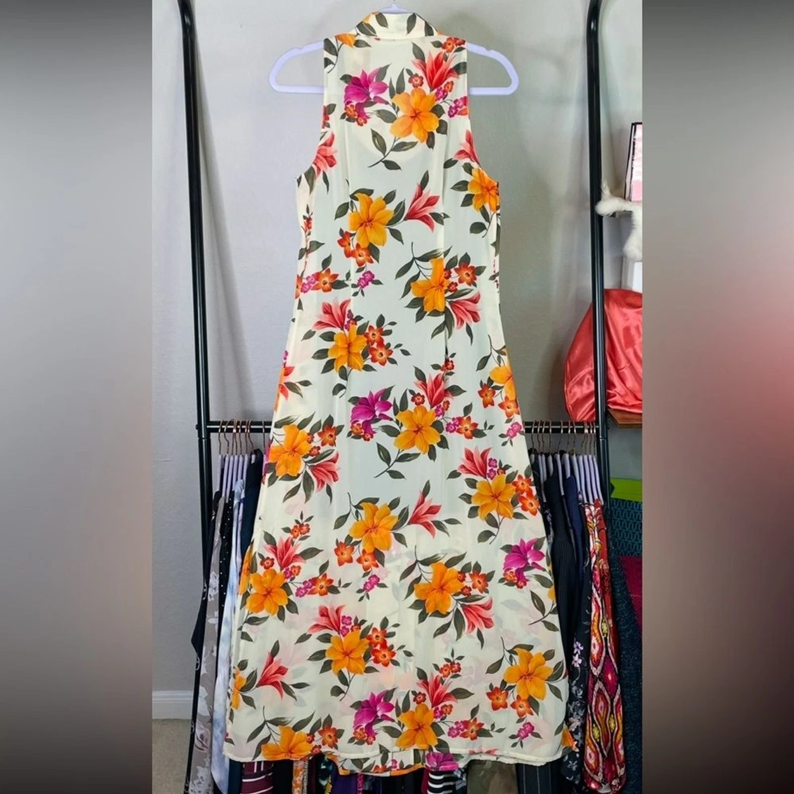 UNDERCOVER Abito vintage Victoria's Secret con bottoni trasparente floreale tropicale