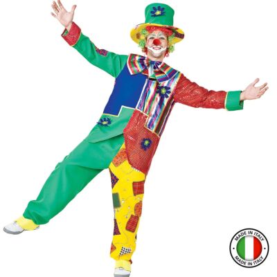 Clown Kostüm Fridolin Fröhlich Deluxe für Erwachsene Gr. L-XL bunt Fasching