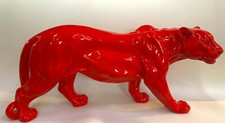Roter Panther,  Leopard, Designer Deko Figur, Modern, POP-ART