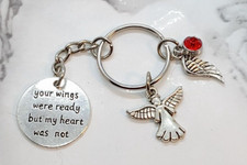 "Your wings were ready my heart was not" Memorial Keyring Sympathy Funeral Gift