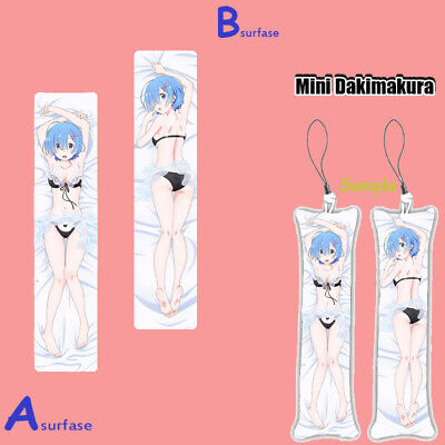 New Re:Zero Emilia E.M.T Cute Anime Mini Dakimakura Keychain Phone Strap Hanging
