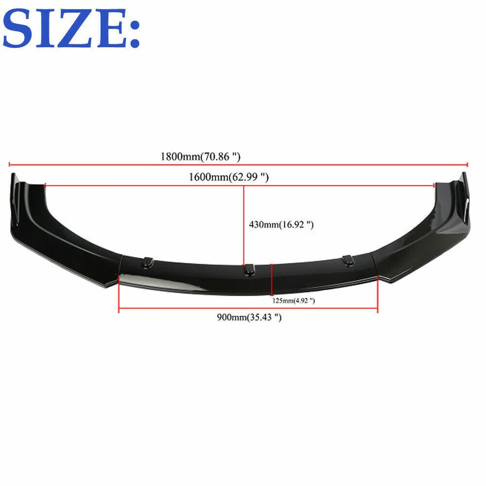 Front Bumper Lip Splitter Spoiler Glossy Black For Kia Forte GT Side Skirt — 第 2/4 张图片