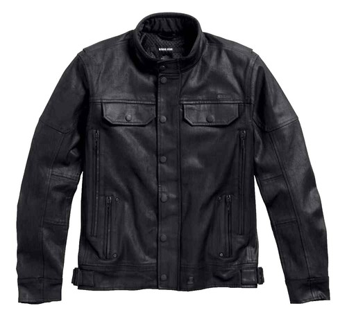 Harley Davidson Small VTG Distressed Leather & Denim Embroidered V