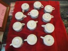 12 lot Currier & Ives Blue Royal China Coffee Tea Mug cup woman horse carriage — photo 5
