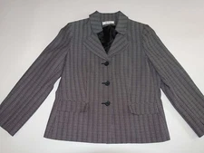 Suit Studio Women's 3 Button Blazer Jacket Size 18 Black White 100% Polyester