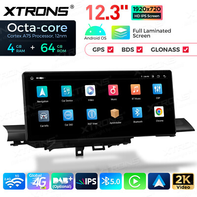 Car Screen Upgrade 12.3'' Android 14 8Core 4G LTE 64G GPS CarPlay For AUDI A4 MIB