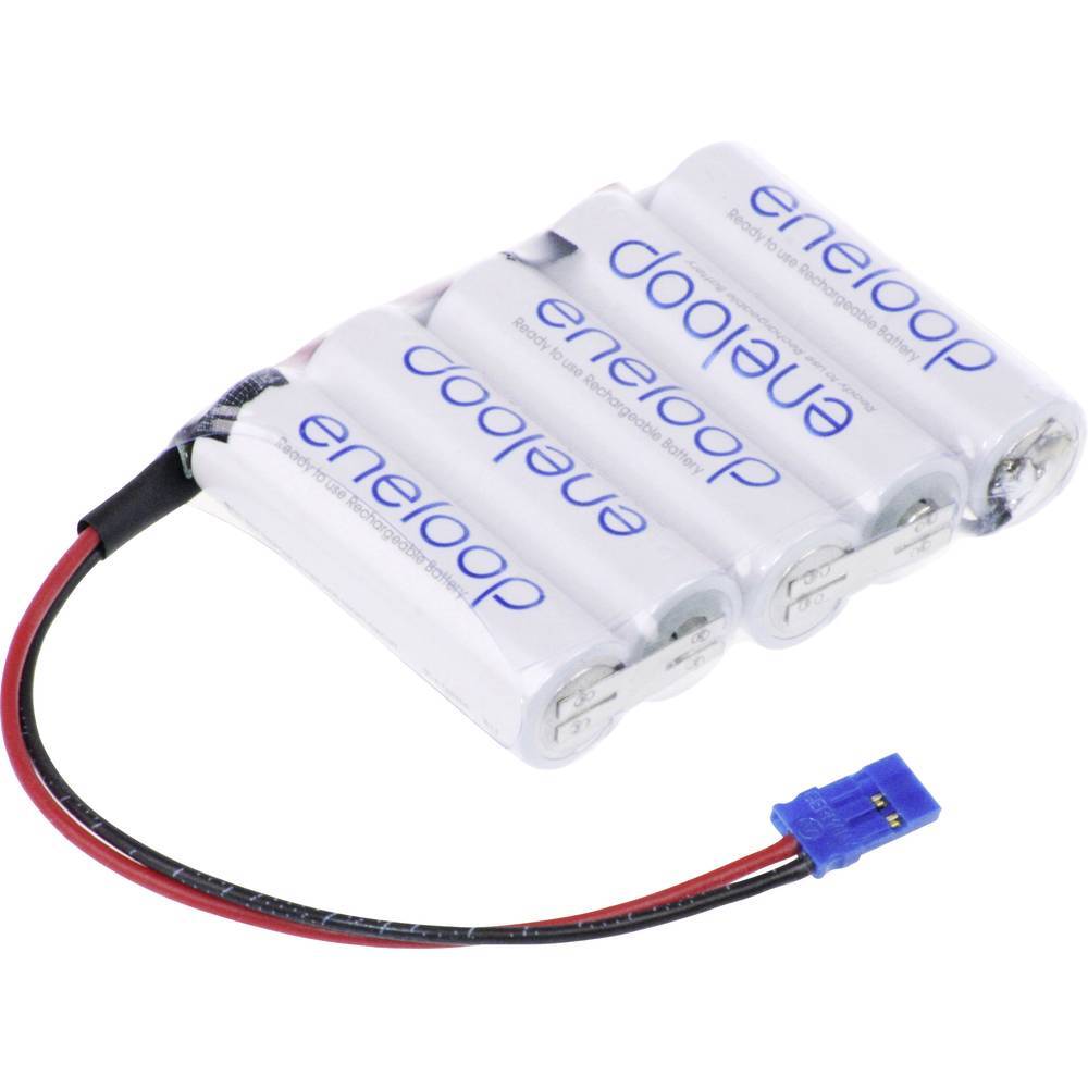 Pacco batteria 5x Stilo (AA) Panasonic eneloop Reihe F1x5 Graupner con cavo,