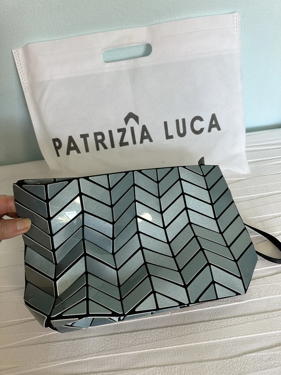 Patrizia Luca Geometric Metallic Gray/Blue Clutch/Convertible to