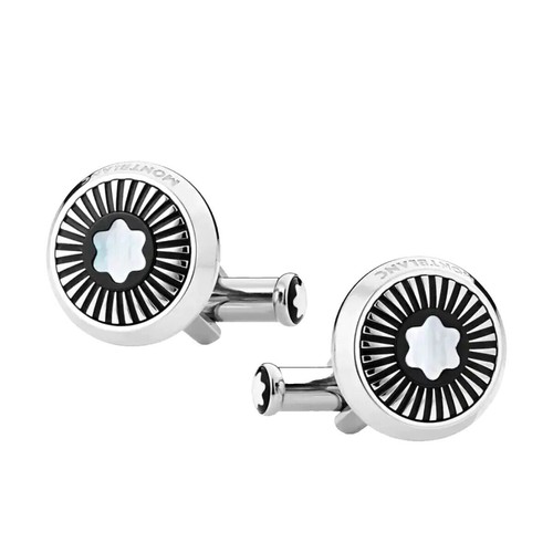 Montblanc Sartorial Mother of Pearl Steel Cufflinks & Tuxedo Studs