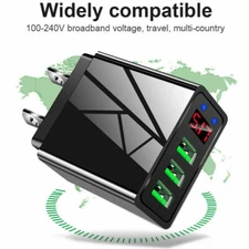 3 Port Fast Quick Charge 3.0 USB Hub Wall Charger Power Adapter Plug LED 5V/3A