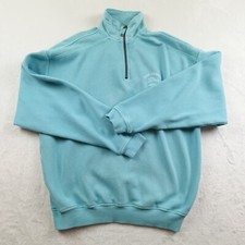Tommy Bahama Relax Sweater Men Medium 1/4 Zip Marlin Logo Pullover Flaw