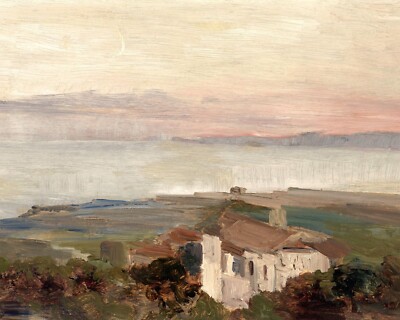 1800s Mediterranean Coast Seascape Giclee Print on Fine Art Paper