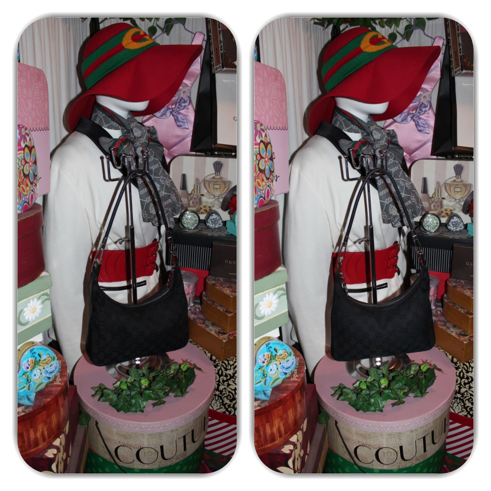 ALLURING GUCCI BLACK GG MONOGRAM SMALL HANDBAG! - image 4