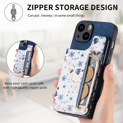 For iPhone 15 14 13 12 11 Pro Max Magnetic Zipper Card Wallet Leather Stand Case - Picture 53 of 63