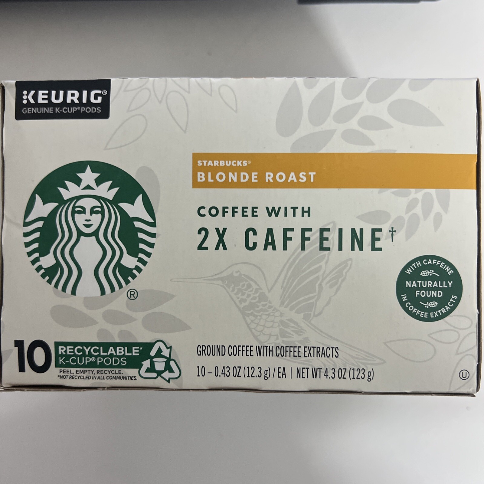 Starbucks Blonde Roast KCup Coffee Pods with 2X Caffeine — for Keurig