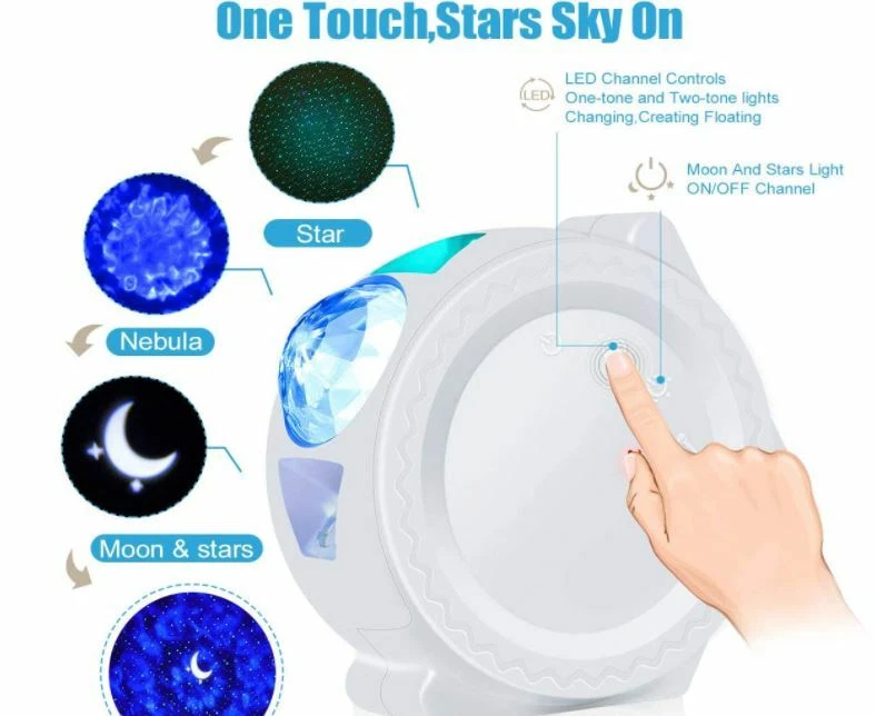 LED Starlight Projector | Star Moon | 6 Colors | Ocean Wave Nebula Night Light - Image 4 of 4
