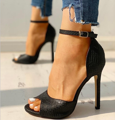 Damen Riemchen Stilettos Schuhe Sandaletten Sandalen High Heels Pumps Peep Toe
