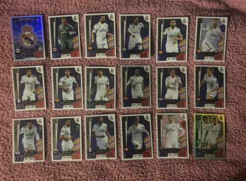 MATCH ATTAX UEFA CHAMPIONS LEAGUE 2017/18 TEAM SET OF ALL 18 REAL MADRID CARDS