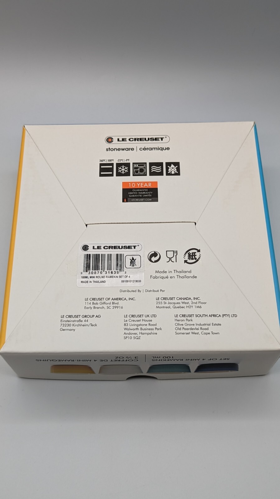 Le Creuset Mini Ramekins Set of 4 Riviera Collection 3.5 Oz 3" 100mL