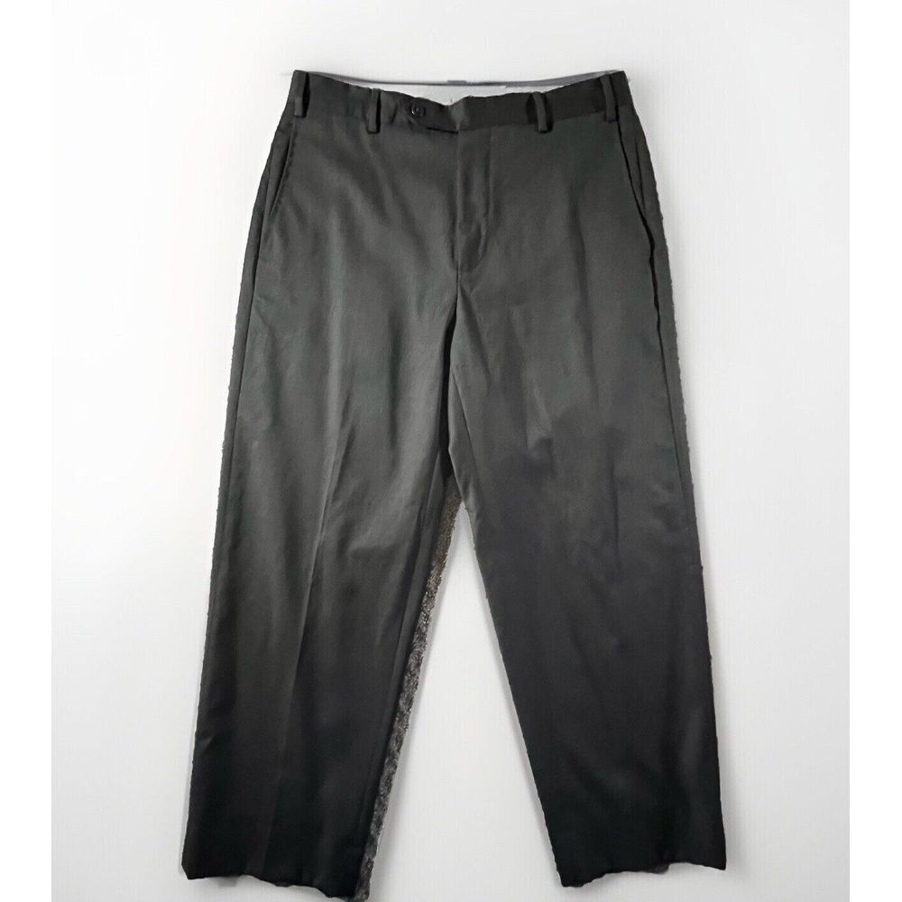 Zanella Todd Solid Charcoal Gray Flat Front Wool … - image 1