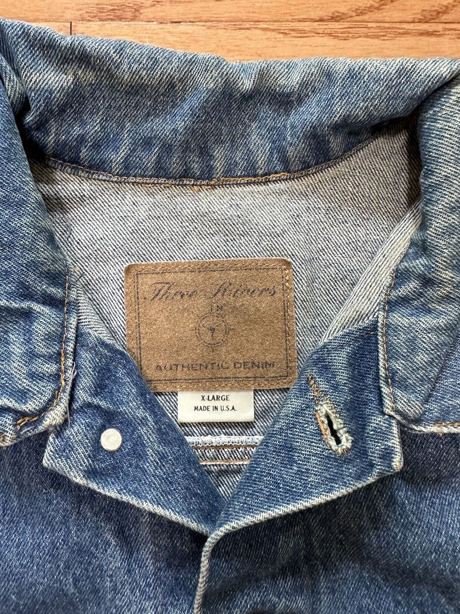 Three Rivers デニムジャケット XL Three Rivers Mens XL Blue Denim Button Up Jean Jacket Made