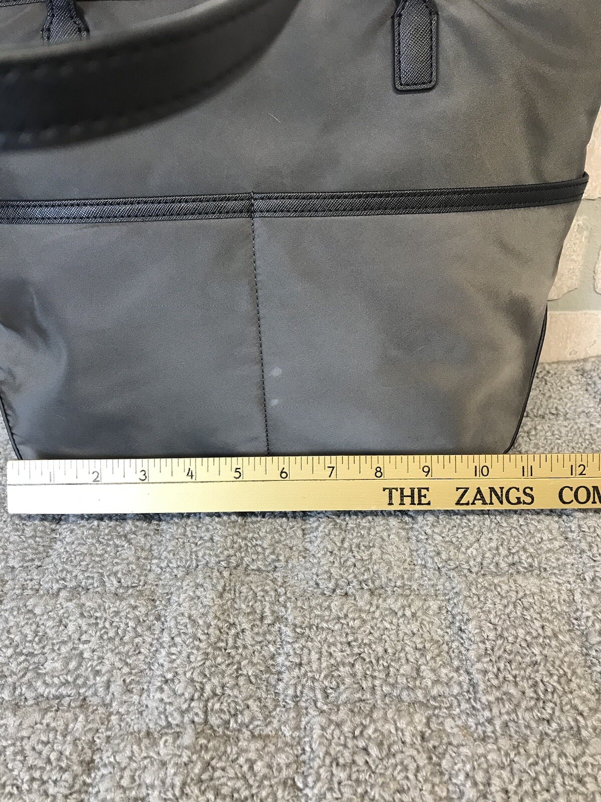 Michael Kors Handbag Gray Graphite Nylon Kempton Zip Top Travel Tote Bag Purse