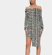 New Prettylittlething Long Sleeve Striped Dress Womens Size 12 Stretch 