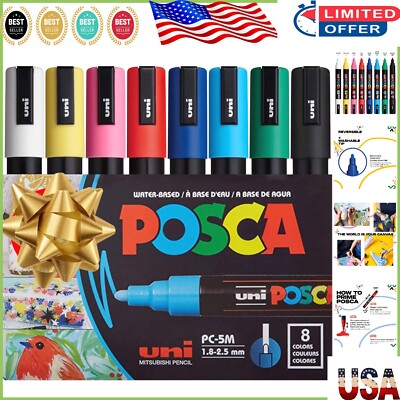 Multicolor Paint Markers - 8 Count Medium Point, Perfect for All Art Styles