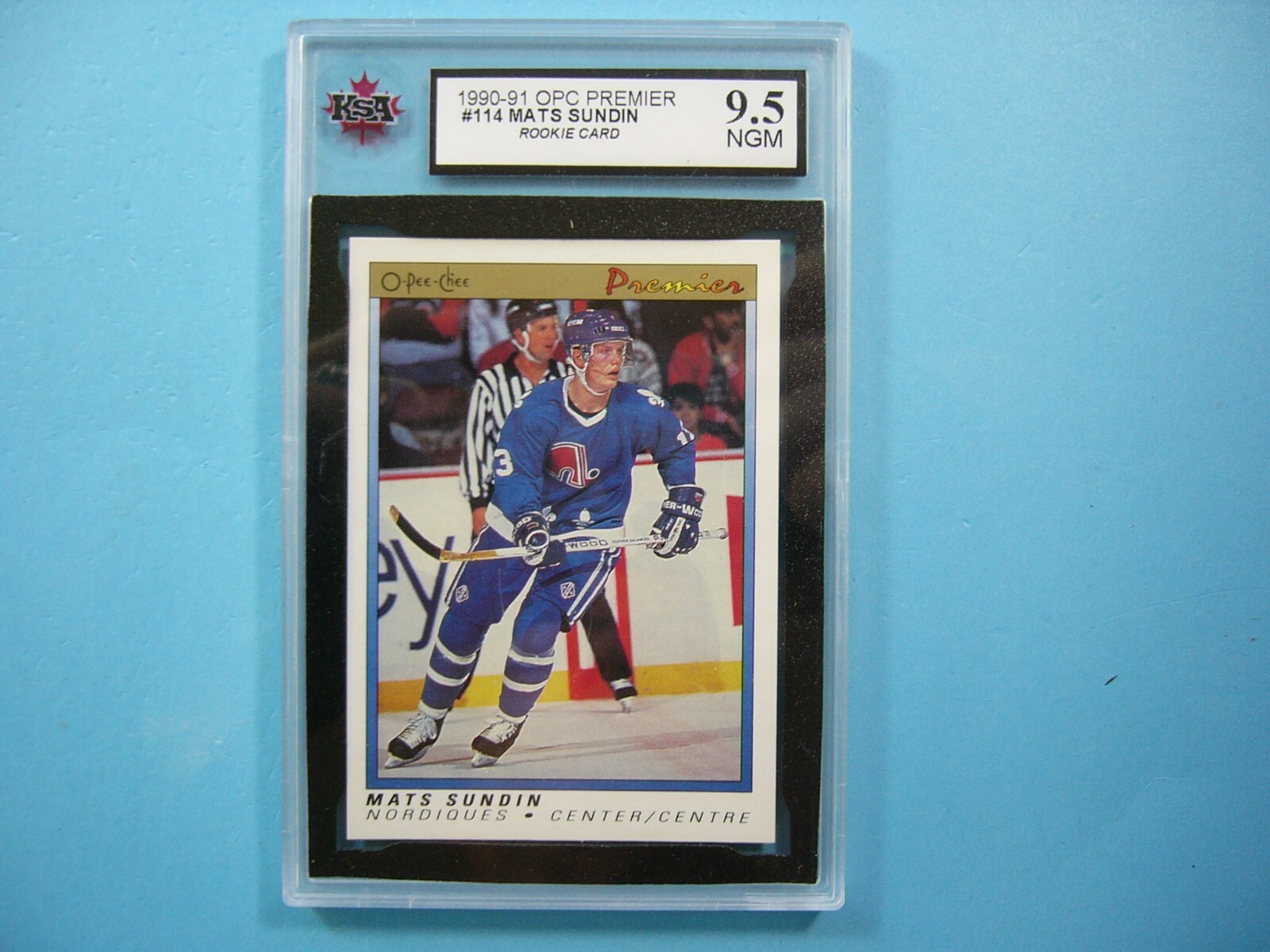 1990/91 OPEECHEE PREMIER HOCKEY CARD 114 MATS SUNDIN ROOKIE KSA 9.5