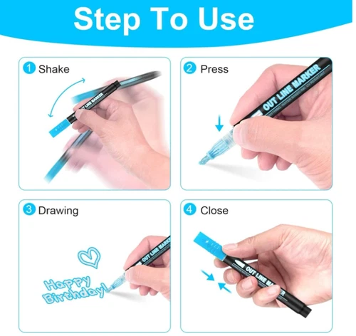 12/24/48PCS Outline Pens Metallic, Coloring Lightstick Graffiti Pen Xmas Gifts!! - Picture 8 of 30