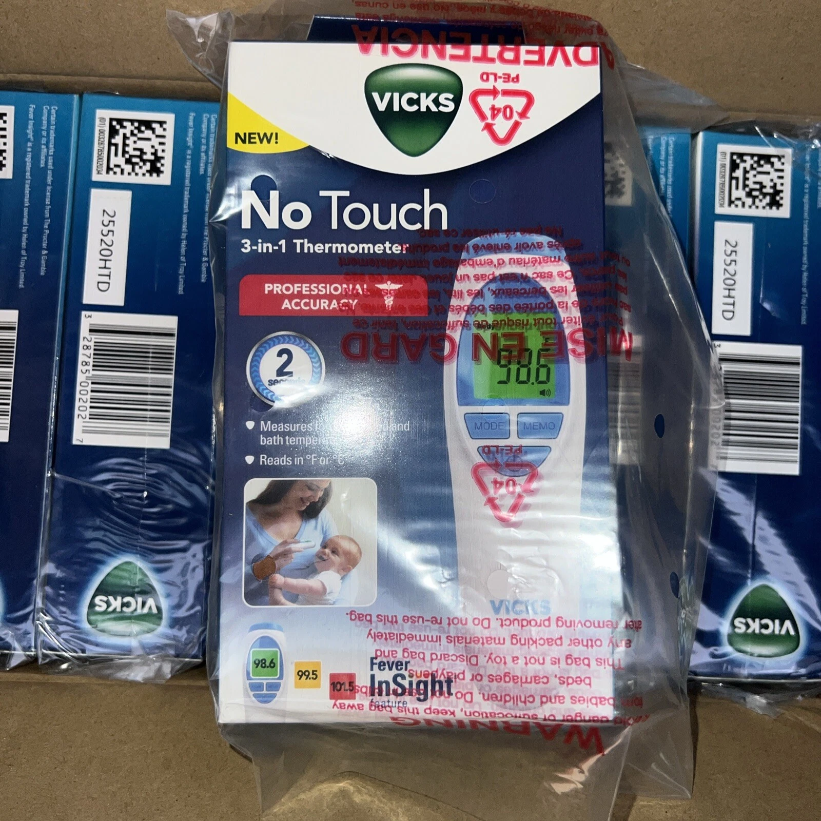 Vicks No Touch 3-in-1 Thermometer Forehead Food & Bath Temps BOX OF 6 PIECES
Opens in a new window o