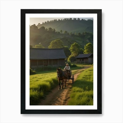 Thailand - Pferdewagen Kunst Pri gerahmtes Wandbild Poster Leinwanddruck Bild