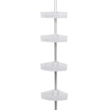 Zenna Home Tension Pole Rust Resistant Corner Shower Caddy in Satin Chrome