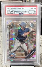 2019 Bowman Chrome Draft Sapphire Edition Brett Baty #BDC-39 RC PSA 10 GEM MINT