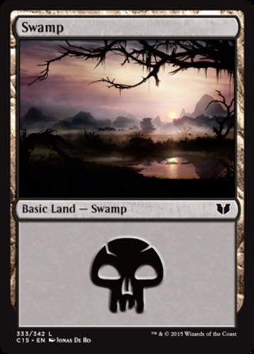 Basic Lands 10 MTG Swamp (333), Moderate Play, English Commander 2015