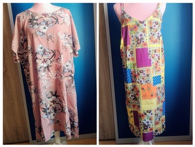 2x Plus Size Große Größen Übergröße Sommerkleid Blumenmuster Gr. 4XL 50/52 NEU
