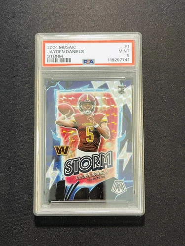 2024 Panini Mosaic Storm Jayden Daniels #1 RC Commanders PSA9 RU73