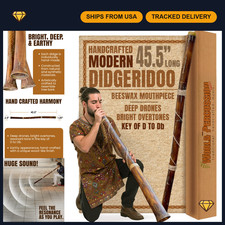 Modern Didgeridoo Instrument - Hand-fired, Beeswax Mouthpiece, Lightweight, Key