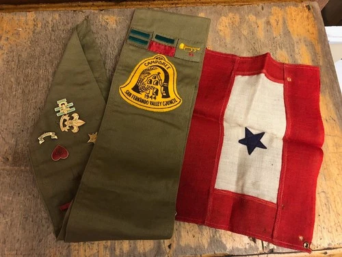 Boy Scout Badges/pins WW1/ WW2 US Military & 1 Blue Star Son in Service Flag LOT