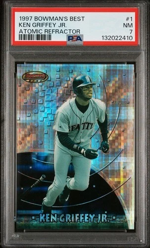 1997 Bowman’s Best #1 Ken Griffey Jr. Atomic Refractor PSA 7 NM Seattle Mariners