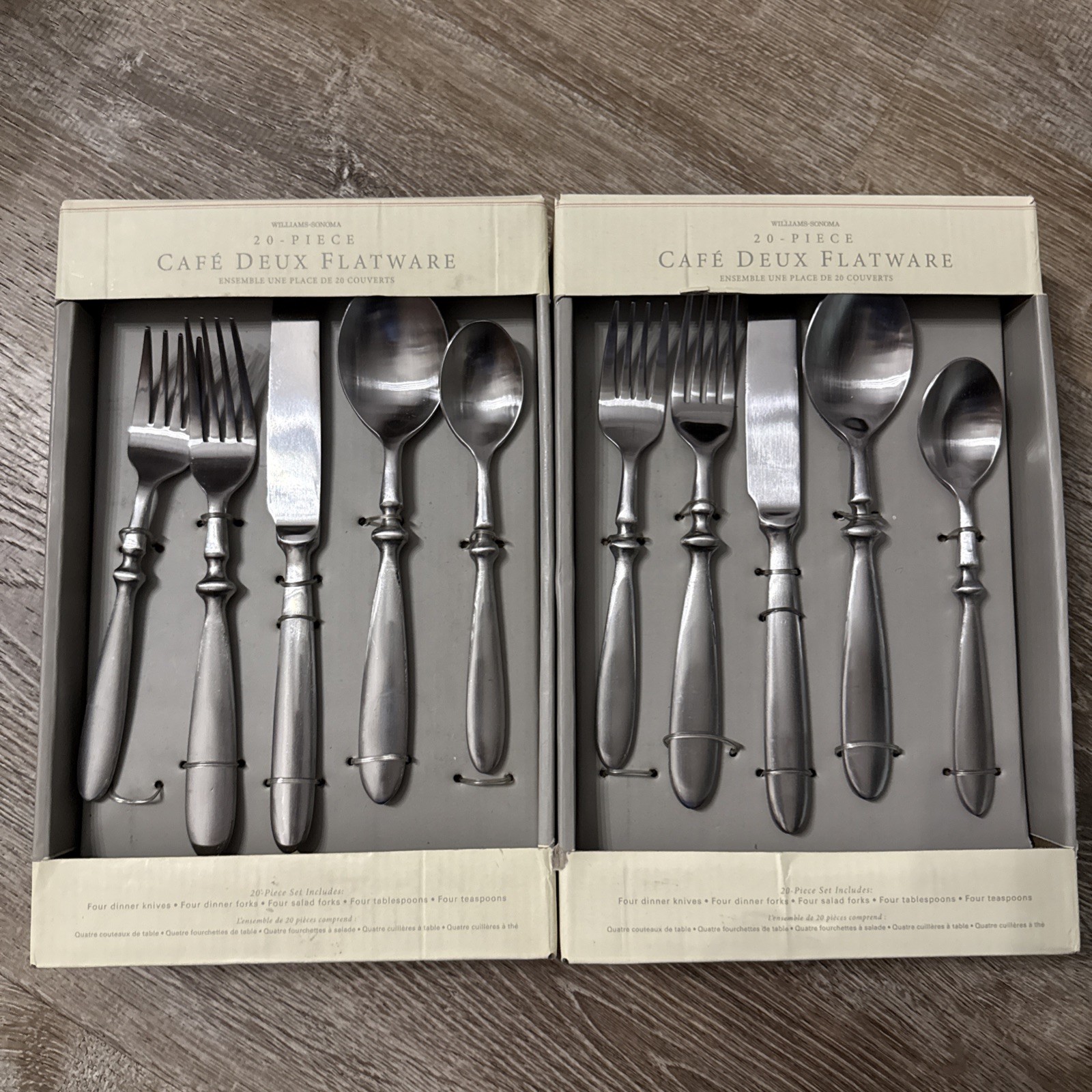 Williams-Sonoma Cafe Deux 40 Pcs Stainless Steel Flatware Set for 8