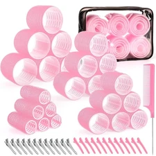 4 Sizes Self-Grip Hair Rollers Set for Long, Short Hair and Bangs - 50 Pcs