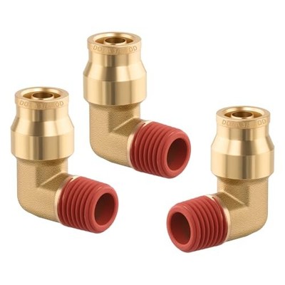 3PCS DOT Air Brake Line Fittings 3/8'' OD x 1/4'' NPT Quick Push 90° Elbows-3PCS